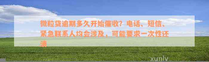 微粒贷逾期多久开始催收？电话、短信、紧急联系人均会涉及，可能要求一次性还清