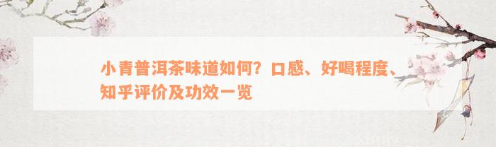 小青普洱茶味道如何？口感、好喝程度、知乎评价及功效一览