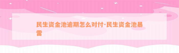 民生资金池逾期怎么对付-民生资金池暴雷