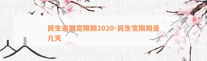 民生逾期宽限期2020-民生宽限期是几天