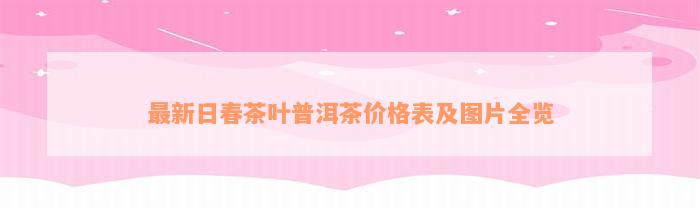 最新日春茶叶普洱茶价格表及图片全览