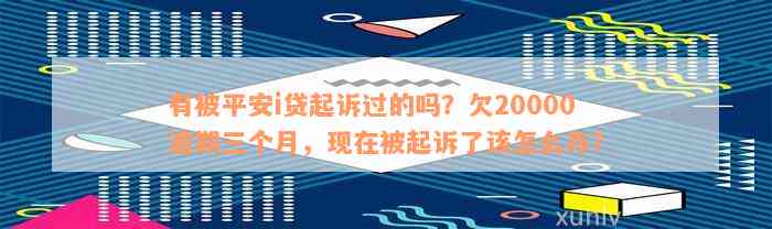 有被平安i贷起诉过的吗？欠20000逾期三个月，现在被起诉了该怎么办？