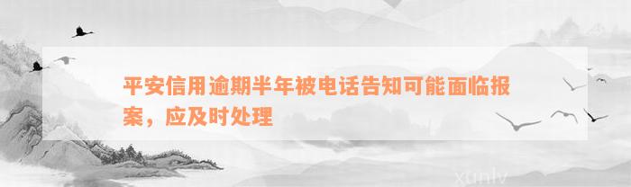 平安信用逾期半年被电话告知可能面临报案，应及时处理