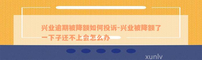 兴业逾期被降额如何投诉-兴业被降额了一下子还不上会怎么办