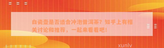 白瓷壶是否适合冲泡普洱茶？知乎上有相关讨论和推荐，一起来看看吧！