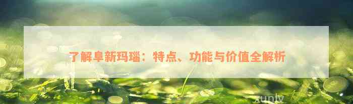 了解阜新玛瑙：特点、功能与价值全解析