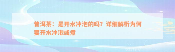 普洱茶：是开水冲泡的吗？详细解析为何要开水冲泡或煮