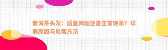 普洱茶头发：质量问题还是正常现象？详解原因与处理方法