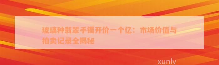 玻璃种翡翠手镯开价一个亿：市场价值与拍卖记录全揭秘