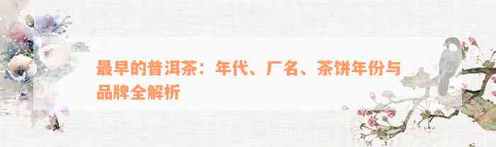 最早的普洱茶：年代、厂名、茶饼年份与品牌全解析