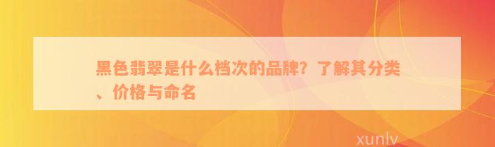 黑色翡翠是什么档次的品牌？了解其分类、价格与命名