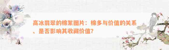 高冰翡翠的棉絮图片：棉多与价值的关系、是否影响其收藏价值？