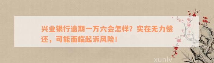 兴业银行逾期一万六会怎样？实在无力偿还，可能面临起诉风险！