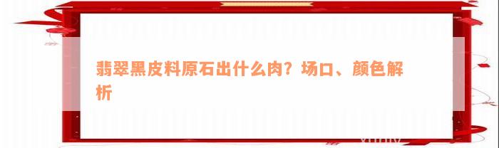 翡翠黑皮料原石出什么肉？场口、颜色解析