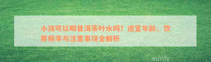 小孩可以喝普洱茶叶水吗？适宜年龄、饮用频率与注意事项全解析