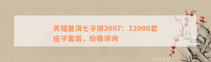 天福普洱七子饼2007：12000套庄子套装，价格详询