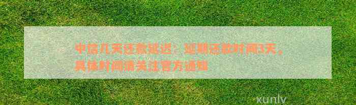 中信几天还款延迟：延期还款时间3天，具体时间请关注官方通知