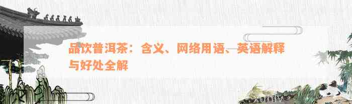 品饮普洱茶：含义、网络用语、英语解释与好处全解