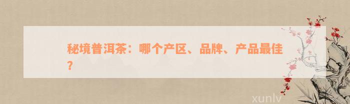 秘境普洱茶：哪个产区、品牌、产品最佳？