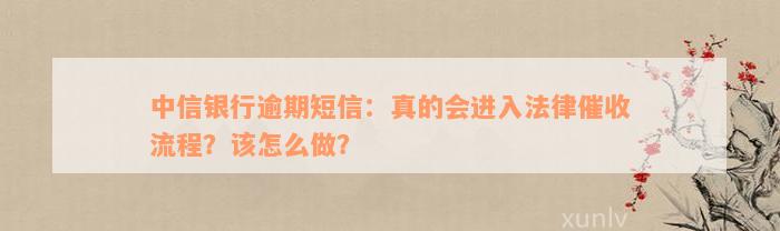 中信银行逾期短信：真的会进入法律催收流程？该怎么做？