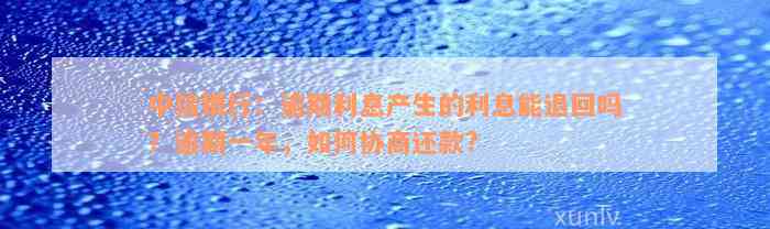 中信银行：逾期利息产生的利息能退回吗？逾期一年，如何协商还款?