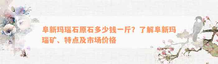 阜新玛瑙石原石多少钱一斤？了解阜新玛瑙矿、特点及市场价格