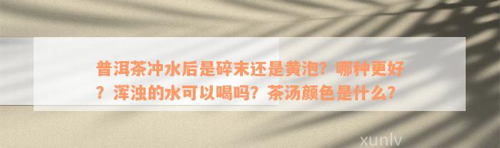 普洱茶冲水后是碎末还是黄泡？哪种更好？浑浊的水可以喝吗？茶汤颜色是什么？