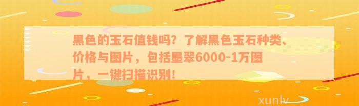 黑色的玉石值钱吗？了解黑色玉石种类、价格与图片，包括墨翠6000-1万图片，一键扫描识别！