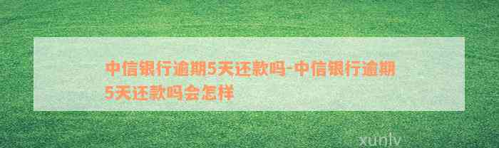 中信银行逾期5天还款吗-中信银行逾期5天还款吗会怎样