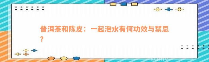 普洱茶和陈皮：一起泡水有何功效与禁忌？