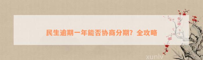 民生逾期一年能否协商分期？全攻略