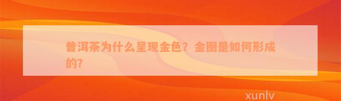 普洱茶为什么呈现金色？金圈是如何形成的？