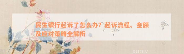 民生银行起诉了怎么办？起诉流程、金额及应对策略全解析