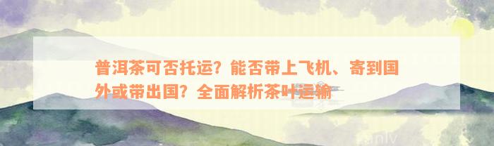 普洱茶可否托运？能否带上飞机、寄到国外或带出国？全面解析茶叶运输