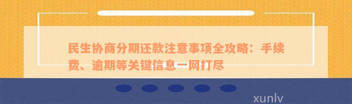 民生协商分期还款注意事项全攻略：手续费、逾期等关键信息一网打尽