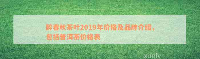 醉春秋茶叶2019年价格及品牌介绍，包括普洱茶价格表