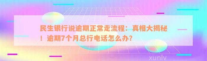 民生银行说逾期正常走流程：真相大揭秘！逾期7个月总行电话怎么办？