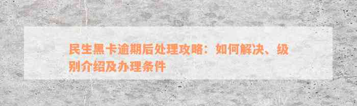 民生黑卡逾期后处理攻略：如何解决、级别介绍及办理条件