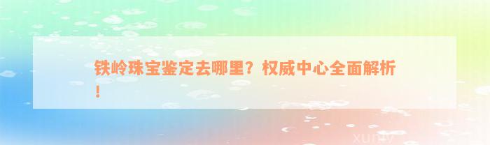 铁岭珠宝鉴定去哪里？权威中心全面解析！