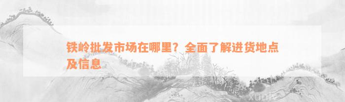 铁岭批发市场在哪里？全面了解进货地点及信息