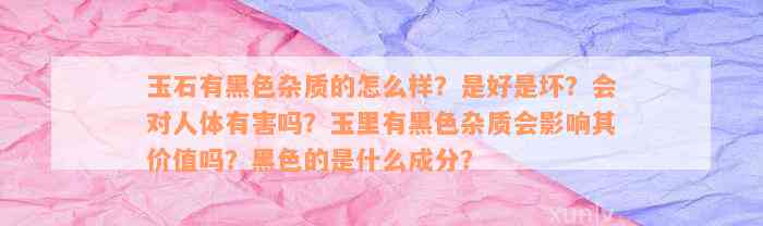 玉石有黑色杂质的怎么样？是好是坏？会对人体有害吗？玉里有黑色杂质会影响其价值吗？黑色的是什么成分？