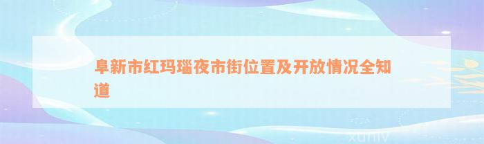阜新市红玛瑙夜市街位置及开放情况全知道