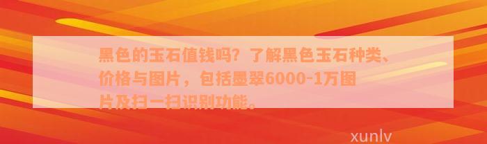 黑色的玉石值钱吗？了解黑色玉石种类、价格与图片，包括墨翠6000-1万图片及扫一扫识别功能。