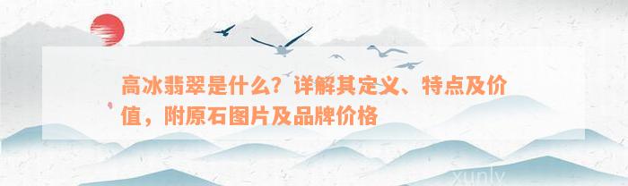 高冰翡翠是什么？详解其定义、特点及价值，附原石图片及品牌价格