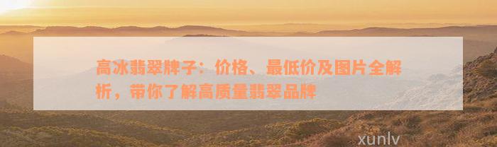 高冰翡翠牌子：价格、最低价及图片全解析，带你了解高质量翡翠品牌