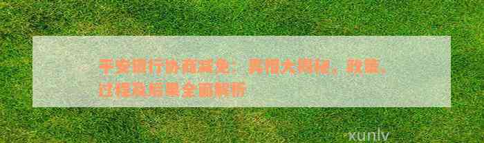 平安银行协商减免：真相大揭秘，政策、过程及后果全面解析