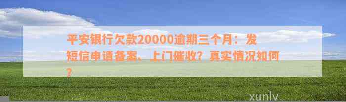 平安银行欠款20000逾期三个月：发短信申请备案、上门催收？真实情况如何？