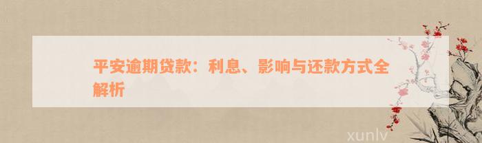 平安逾期贷款：利息、影响与还款方式全解析