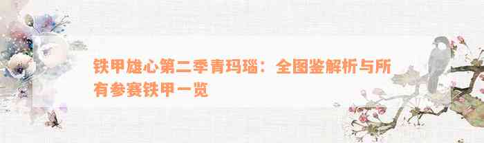 铁甲雄心第二季青玛瑙：全图鉴解析与所有参赛铁甲一览