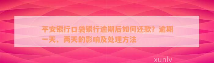 平安银行口袋银行逾期后如何还款？逾期一天、两天的影响及处理方法